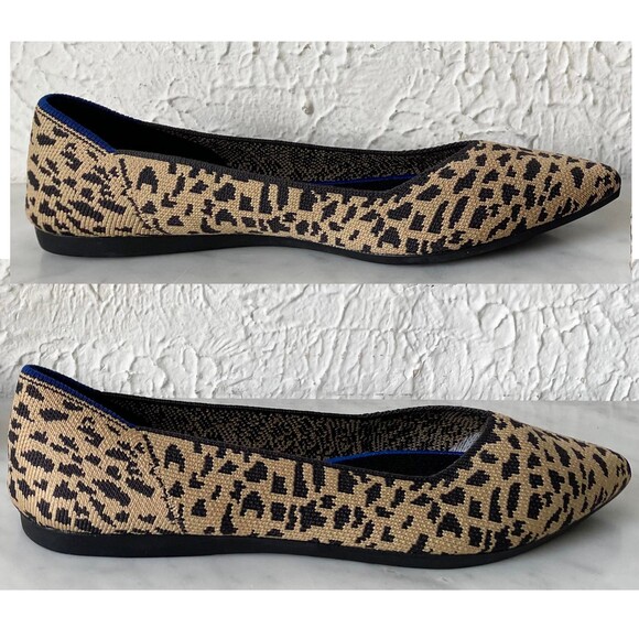 Rothy's Pointed Toe Flats The Point Classic Leopard Print Ballet Flats-Women's 7 - Picture 1 of 7